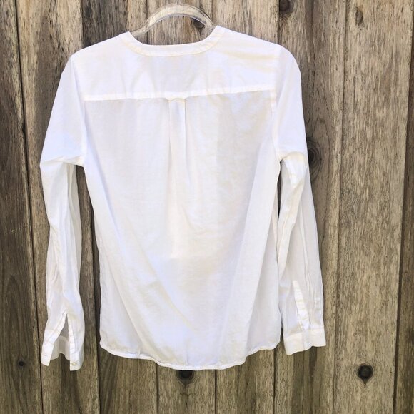 Vintage Ann Taylor LOFT Cotton Ruffle Tuxedo Long Sleeve Shirt Small - Picture 4 of 6